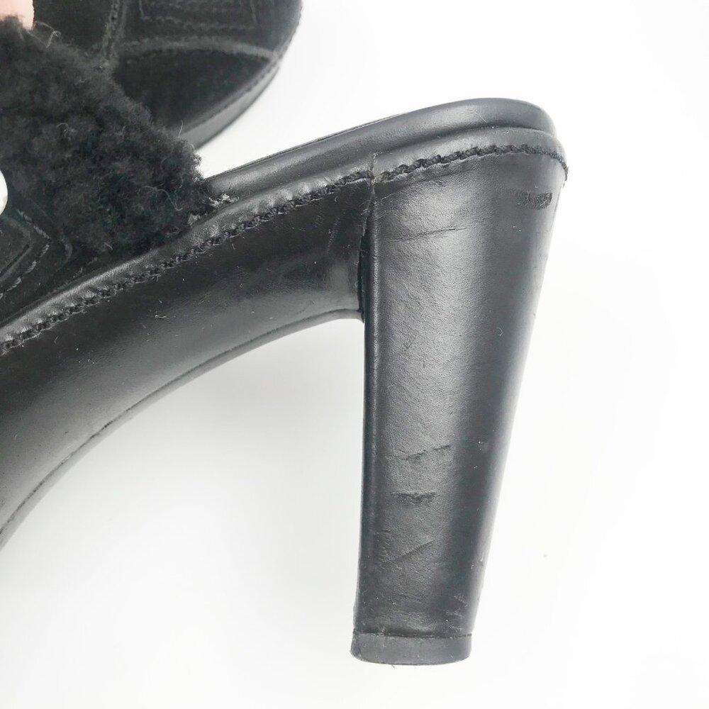 COACH Aubrey Black Suede Fur Lined High Heel Y2K Heeled Mules Womens 7 - Picture 10 of 13
